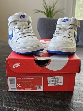 Nike, Court Borough Mid 2 (TD), Black/Game Royal, Toddler Boys' Size 8c